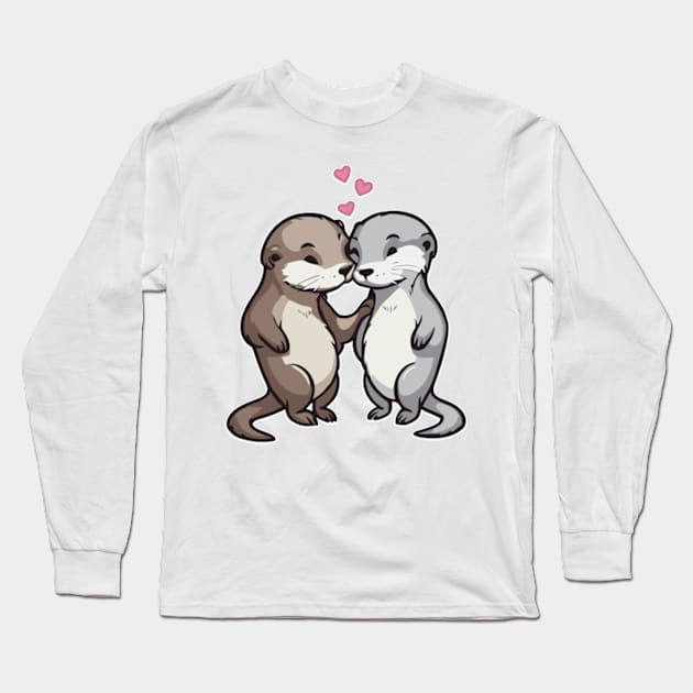 Otter in Love Long Sleeve T-Shirt by IDesign23